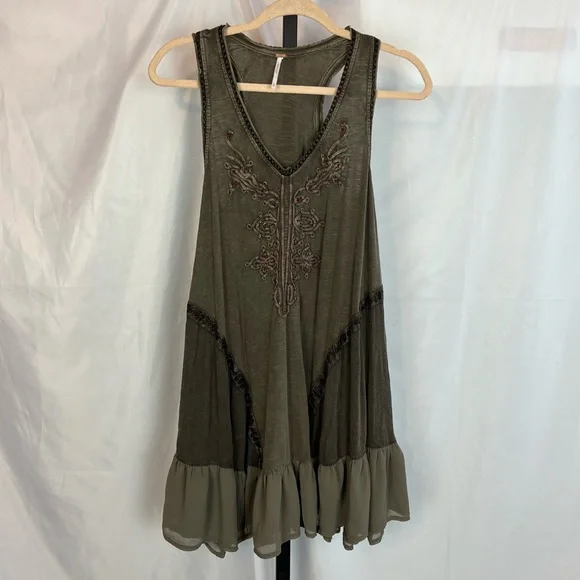Free People | Dresses | Free People Embroidered Beaded Tank Dress Size Xs |  Poshmark